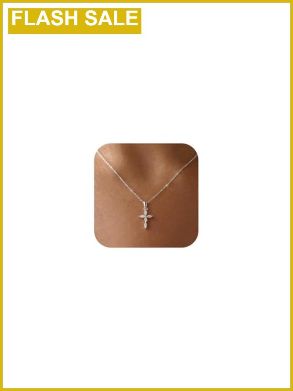 Dainty 14K Gold Plated CZ Cross Pendant Necklace